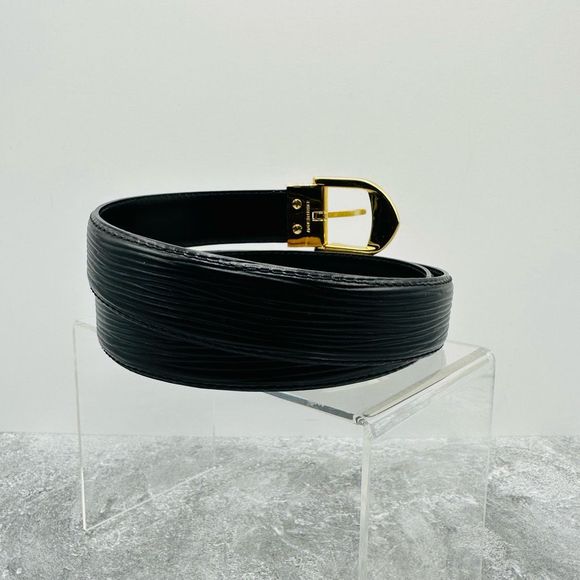 Louis Vuitton Black Epi Leather Ceinture Gold Buckle Men’s Belt Size 85cm 34in - Picture 4 of 11
